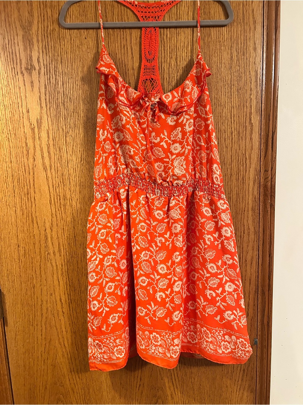 American Eagle Outfitters Orange and Cream Floral Sundress